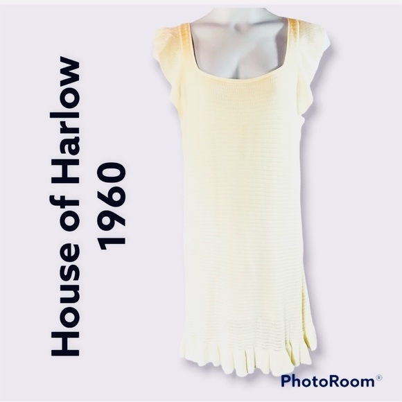 House of Harlow 1960 Dresses & Skirts - House of Harlow 1960 women cream crochet midi dress flutter sleeve Sz Large